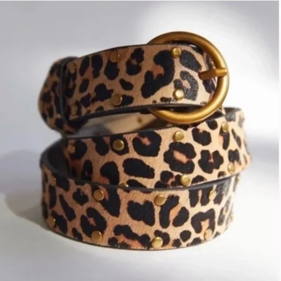 UO Studded Leopard Cheetah Boho Hippie Modern Art Leather Hipster Chic Belt
